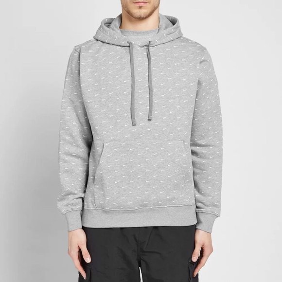 Nike | Shirts | Nike Mini Swoosh Logomania Popover Hoody Gray White Mens  Size Large | Poshmark